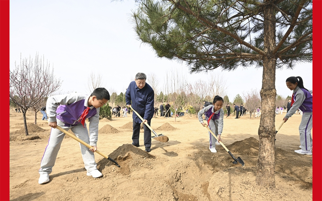 习近平在参加首都义务植树活动时强调：为山川大地增添锦绣 让中国式现代化底色更加亮丽